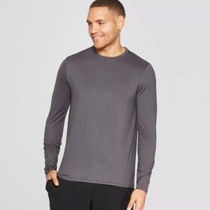 Mens Gray Long Sleeve Duo Dry Active Wear Shirt